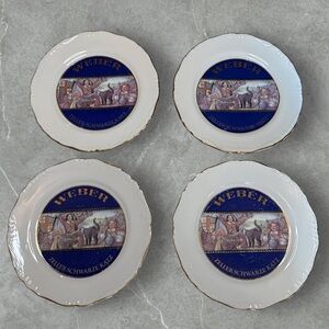 Weber Zeller Schwarze Katz collector plates gold rimmed cats wine 7.75 inch X4